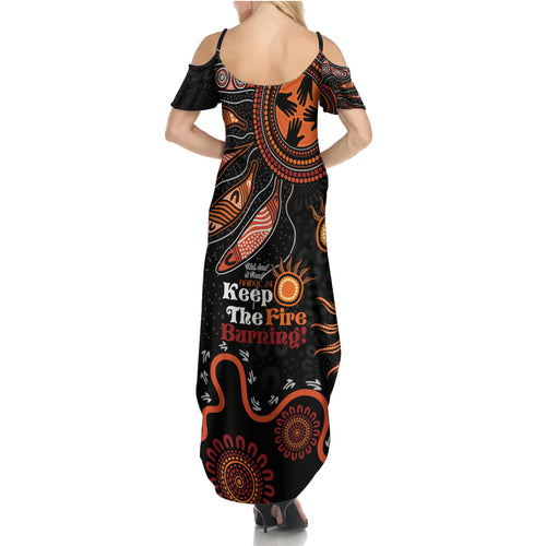 Australia NAIDOC 2024 Summer Maxi Dress Keep the Fire Burning Aboriginal Art