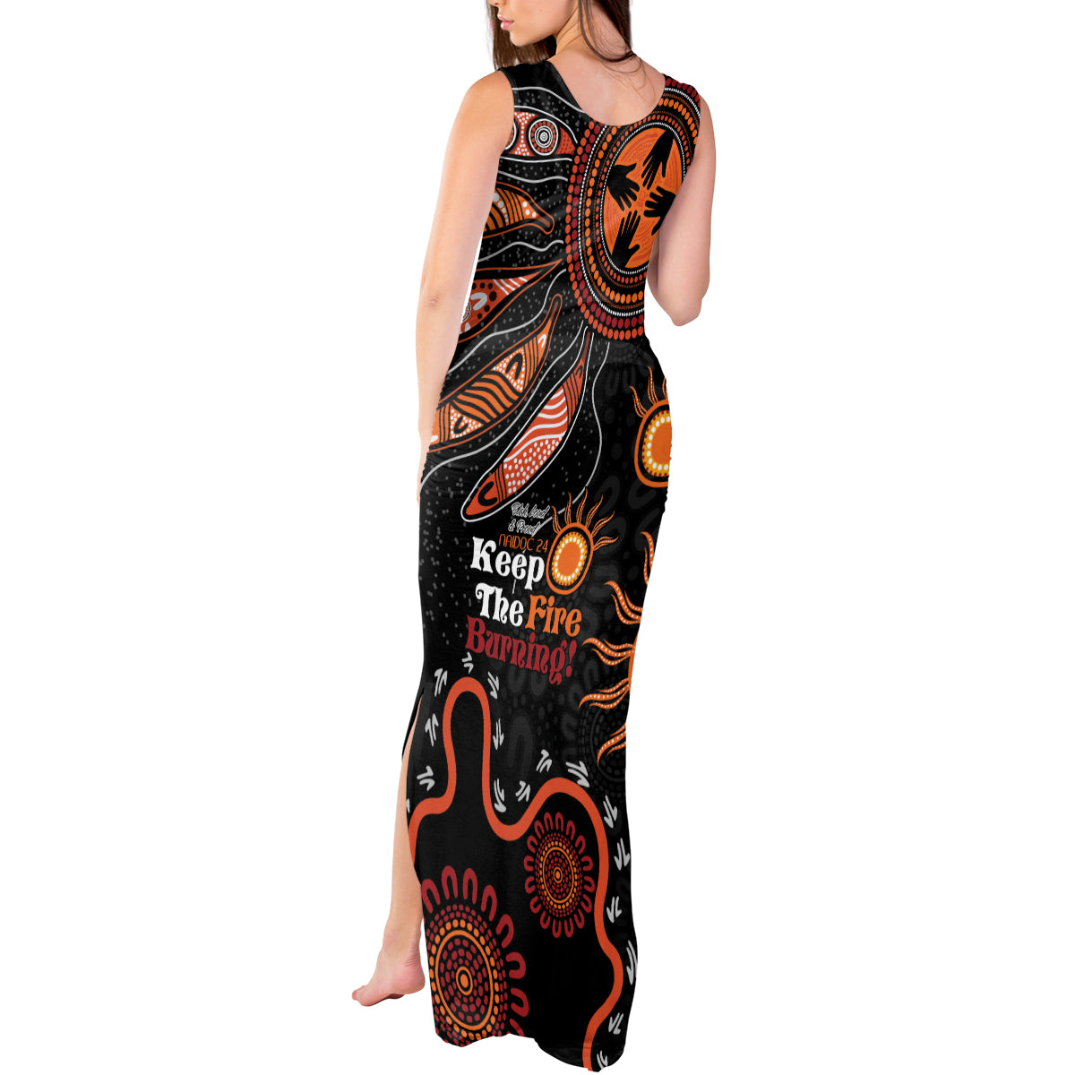 Australia NAIDOC 2024 Tank Maxi Dress Keep the Fire Burning Aboriginal Art