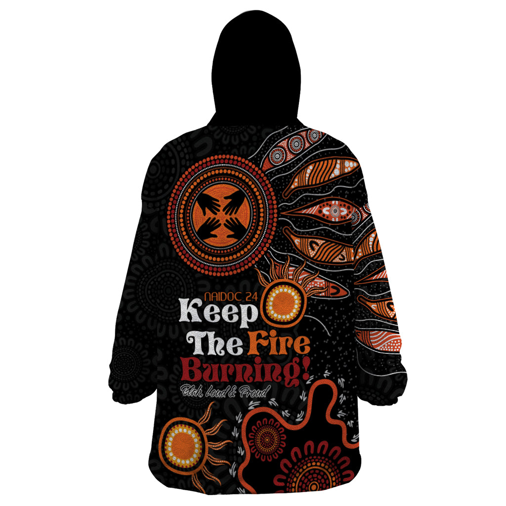 Australia NAIDOC 2024 Wearable Blanket Hoodie Keep the Fire Burning Aboriginal Art