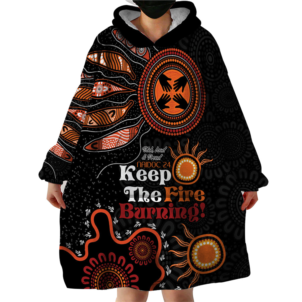 Australia NAIDOC 2024 Wearable Blanket Hoodie Keep the Fire Burning Aboriginal Art