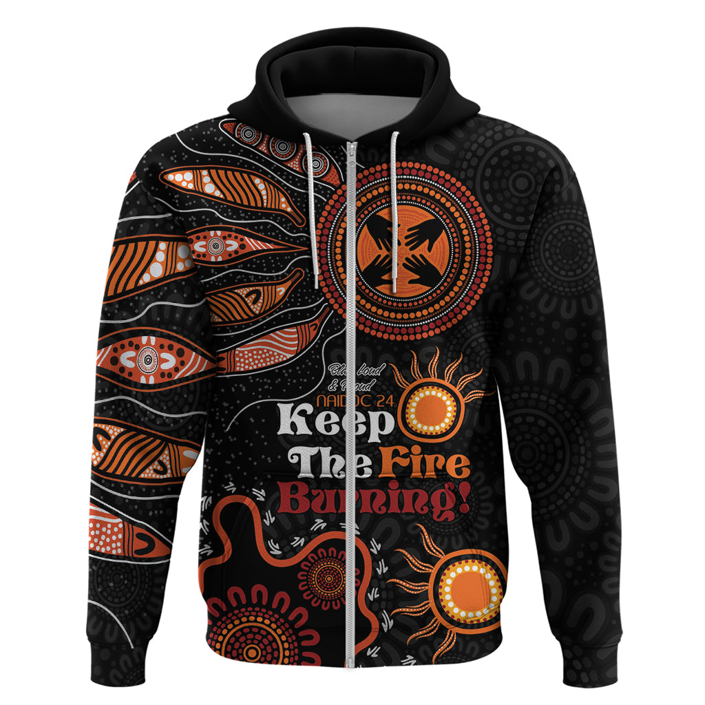 Australia NAIDOC 2024 Zip Hoodie Keep the Fire Burning Aboriginal Art