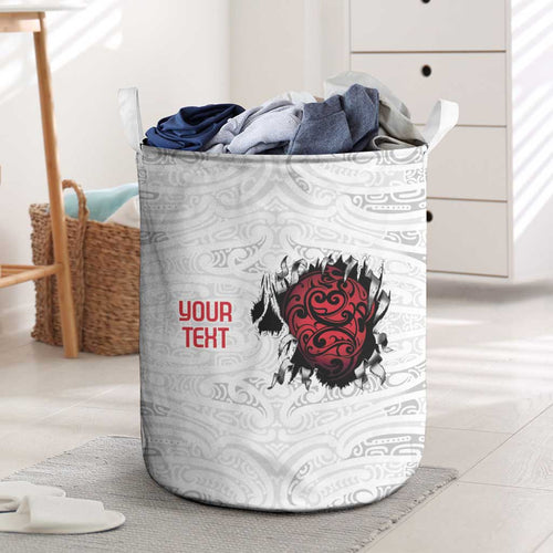 New Zealand Maori Heart Tribal Personalised Laundry Basket Polynesian Patterns