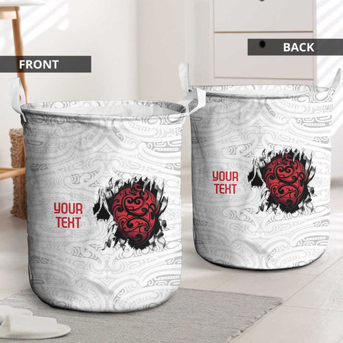 New Zealand Maori Heart Tribal Personalised Laundry Basket Polynesian Patterns