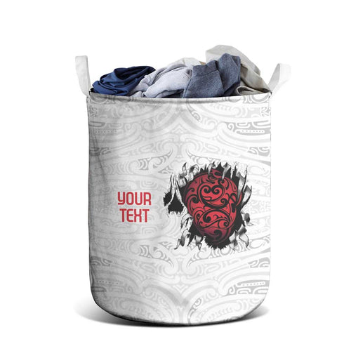 New Zealand Maori Heart Tribal Personalised Laundry Basket Polynesian Patterns