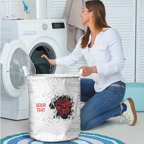 New Zealand Maori Heart Tribal Personalised Laundry Basket Polynesian Patterns