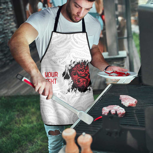 New Zealand Maori Heart Tribal Personalised Apron Polynesian Patterns