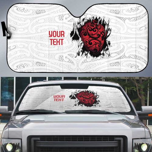 New Zealand Maori Heart Tribal Personalised Auto Sun Shade Polynesian Patterns