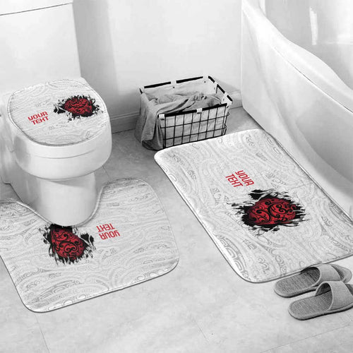New Zealand Maori Heart Tribal Personalised Bathroom Set Polynesian Patterns