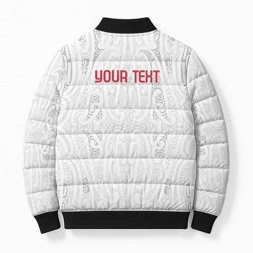 New Zealand Maori Heart Tribal Personalised Bomber Puffer Jacket Polynesian Patterns
