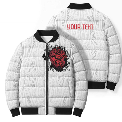 New Zealand Maori Heart Tribal Personalised Bomber Puffer Jacket Polynesian Patterns