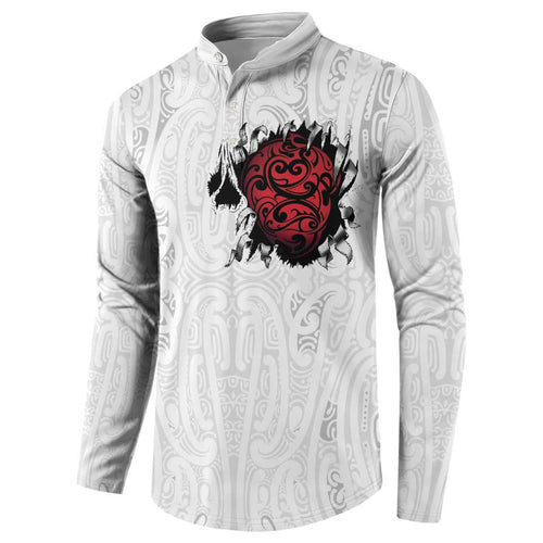 New Zealand Maori Heart Tribal Personalised Button Sweatshirt Polynesian Patterns
