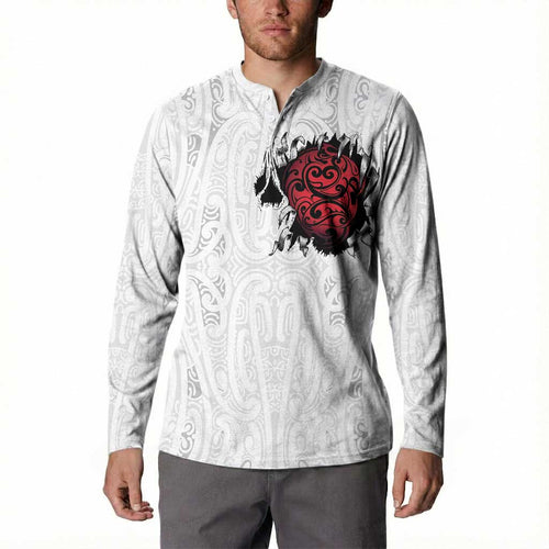 New Zealand Maori Heart Tribal Personalised Button Sweatshirt Polynesian Patterns