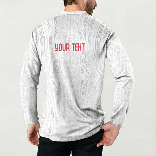 New Zealand Maori Heart Tribal Personalised Button Sweatshirt Polynesian Patterns