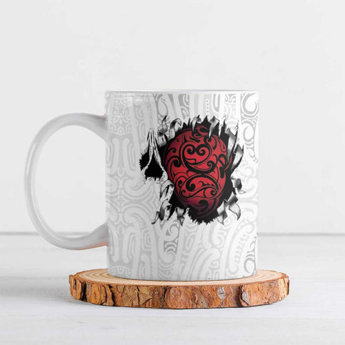 New Zealand Maori Heart Tribal Personalised Ceramic Mug Polynesian Patterns