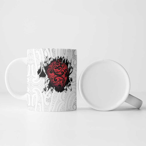 New Zealand Maori Heart Tribal Personalised Ceramic Mug Polynesian Patterns
