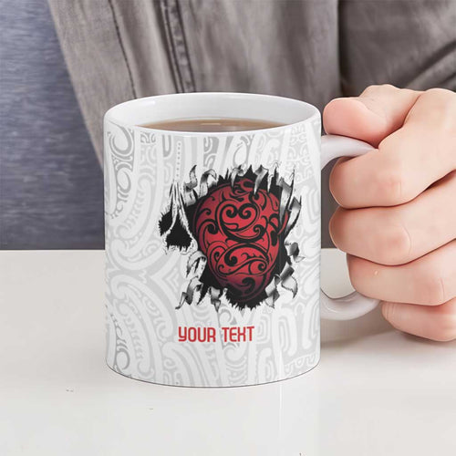New Zealand Maori Heart Tribal Personalised Ceramic Mug Polynesian Patterns
