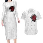 New Zealand Maori Heart Tribal Personalised Couples Matching Long Sleeve Bodycon Dress and Hawaiian Shirt Polynesian Patterns
