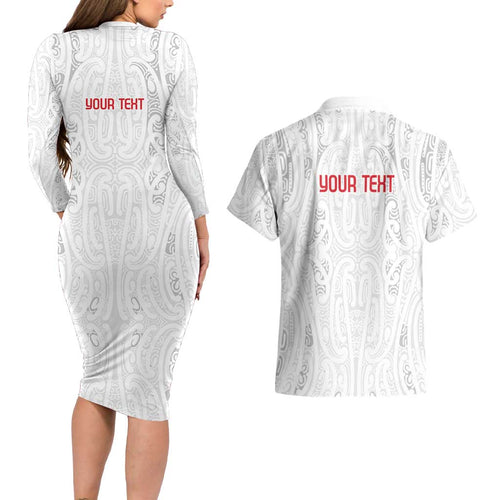 New Zealand Maori Heart Tribal Personalised Couples Matching Long Sleeve Bodycon Dress and Hawaiian Shirt Polynesian Patterns