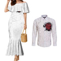 New Zealand Maori Heart Tribal Personalised Couples Matching Mermaid Dress and Long Sleeve Button Shirt Polynesian Patterns
