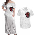 New Zealand Maori Heart Tribal Personalised Couples Matching Off Shoulder Maxi Dress and Hawaiian Shirt Polynesian Patterns