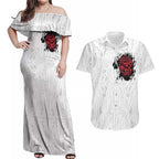New Zealand Maori Heart Tribal Personalised Couples Matching Off Shoulder Maxi Dress and Hawaiian Shirt Polynesian Patterns