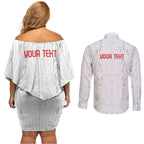 New Zealand Maori Heart Tribal Personalised Couples Matching Off Shoulder Short Dress and Long Sleeve Button Shirt Polynesian Patterns