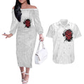 New Zealand Maori Heart Tribal Personalised Couples Matching Off The Shoulder Long Sleeve Dress and Hawaiian Shirt Polynesian Patterns