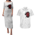 New Zealand Maori Heart Tribal Personalised Couples Matching Puletasi and Hawaiian Shirt Polynesian Patterns