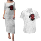 New Zealand Maori Heart Tribal Personalised Couples Matching Puletasi and Hawaiian Shirt Polynesian Patterns