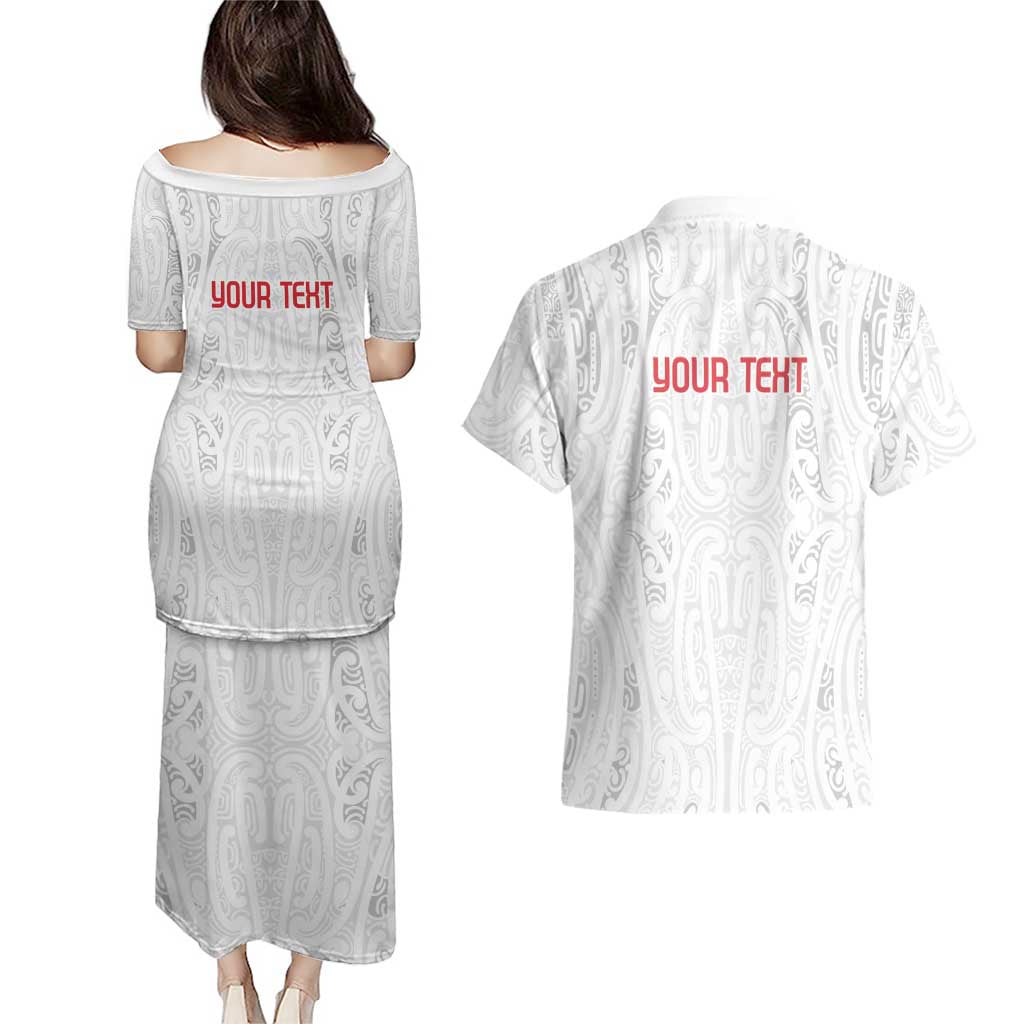 New Zealand Maori Heart Tribal Personalised Couples Matching Puletasi and Hawaiian Shirt Polynesian Patterns