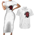 New Zealand Maori Heart Tribal Personalised Couples Matching Short Sleeve Bodycon Dress and Hawaiian Shirt Polynesian Patterns