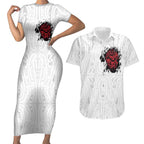 New Zealand Maori Heart Tribal Personalised Couples Matching Short Sleeve Bodycon Dress and Hawaiian Shirt Polynesian Patterns