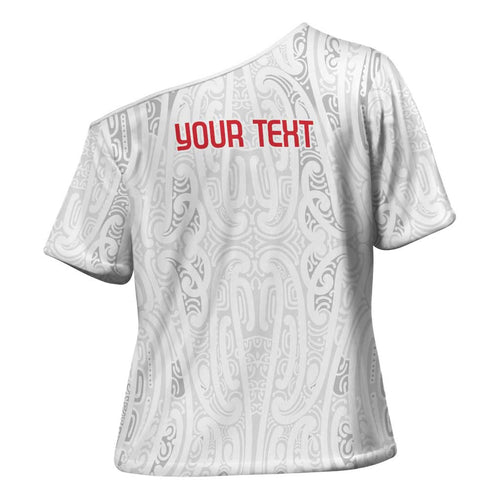 New Zealand Maori Heart Tribal Personalised Cross Shoulder Shirt Polynesian Patterns