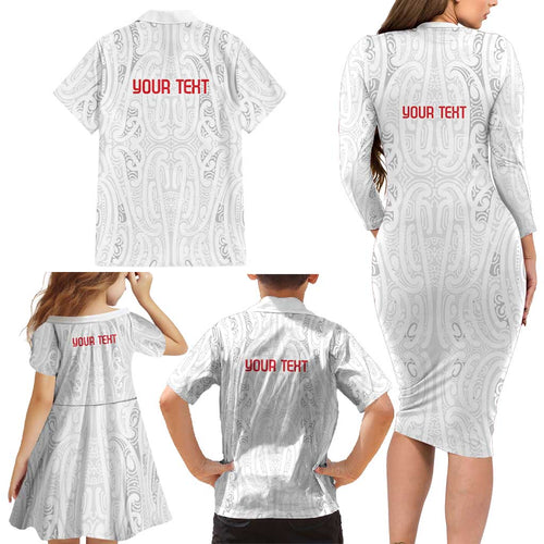 New Zealand Maori Heart Tribal Personalised Family Matching Long Sleeve Bodycon Dress and Hawaiian Shirt Polynesian Patterns