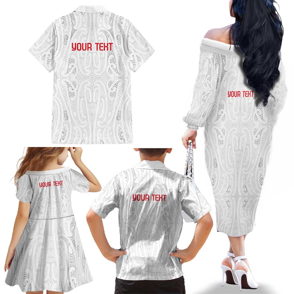 New Zealand Maori Heart Tribal Personalised Family Matching Off The Shoulder Long Sleeve Dress and Hawaiian Shirt Polynesian Patterns