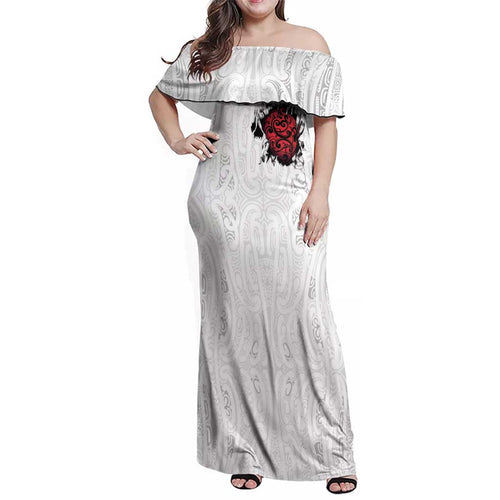 New Zealand Maori Heart Tribal Personalised Family Matching Off Shoulder Maxi Dress and Hawaiian Shirt Polynesian Patterns