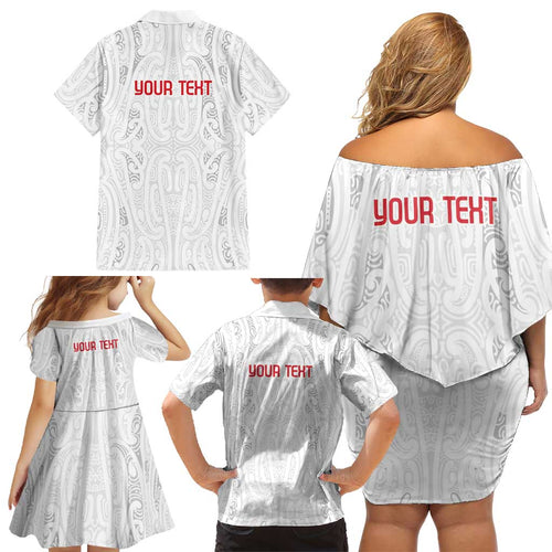 New Zealand Maori Heart Tribal Personalised Family Matching Off Shoulder Short Dress and Hawaiian Shirt Polynesian Patterns