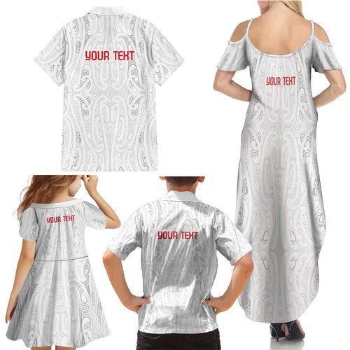 New Zealand Maori Heart Tribal Personalised Family Matching Summer Maxi Dress and Hawaiian Shirt Polynesian Patterns