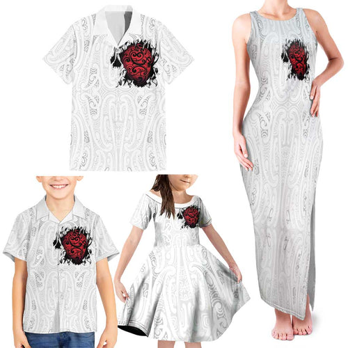New Zealand Maori Heart Tribal Personalised Family Matching Tank Maxi Dress and Hawaiian Shirt Polynesian Patterns