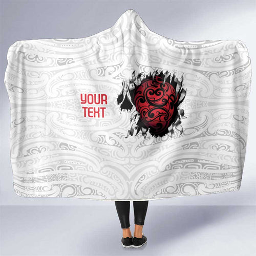 New Zealand Maori Heart Tribal Personalised Hooded Blanket Polynesian Patterns