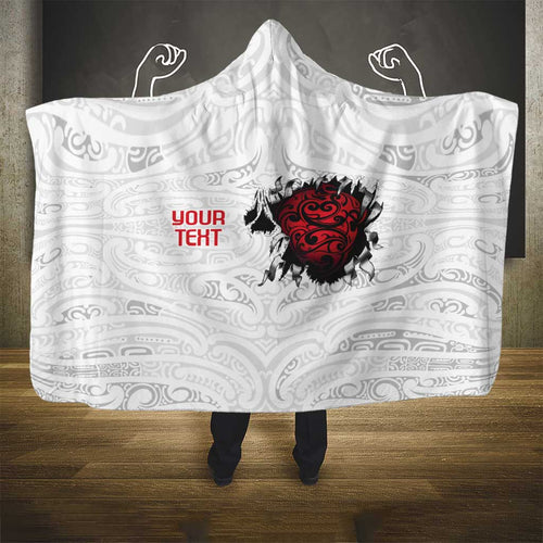 New Zealand Maori Heart Tribal Personalised Hooded Blanket Polynesian Patterns