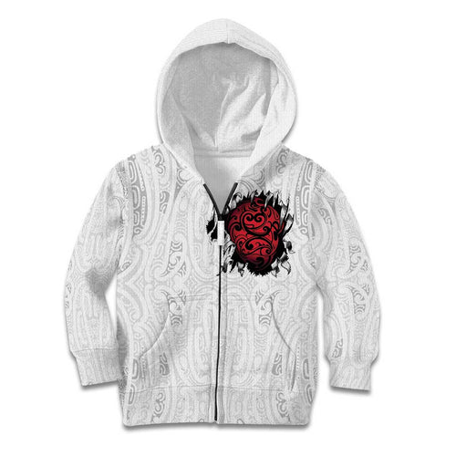 New Zealand Maori Heart Tribal Personalised Kid Hoodie Polynesian Patterns