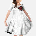 New Zealand Maori Heart Tribal Personalised Kid Short Sleeve Dress Polynesian Patterns