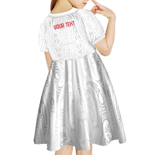 New Zealand Maori Heart Tribal Personalised Kid Short Sleeve Dress Polynesian Patterns