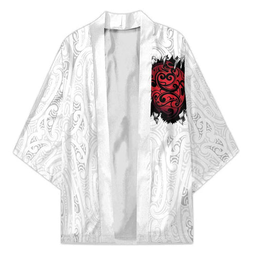 New Zealand Maori Heart Tribal Personalised Kimono Polynesian Patterns