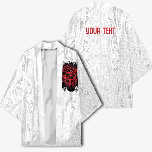 New Zealand Maori Heart Tribal Personalised Kimono Polynesian Patterns