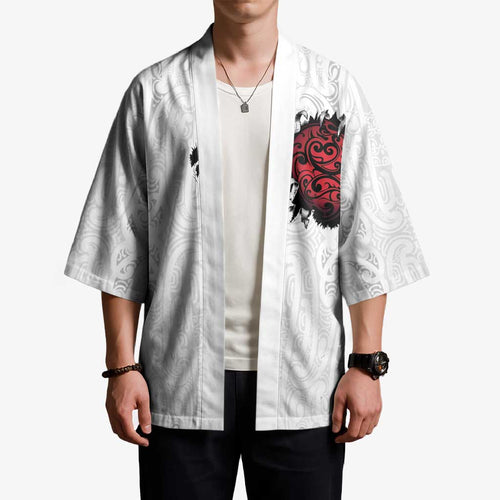 New Zealand Maori Heart Tribal Personalised Kimono Polynesian Patterns