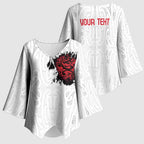 New Zealand Maori Heart Tribal Personalised Kimono Sleeve Blouse Polynesian Patterns