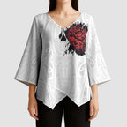New Zealand Maori Heart Tribal Personalised Kimono Sleeve Blouse Polynesian Patterns