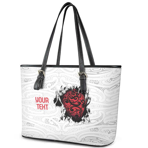 New Zealand Maori Heart Tribal Personalised Leather Tote Bag Polynesian Patterns
